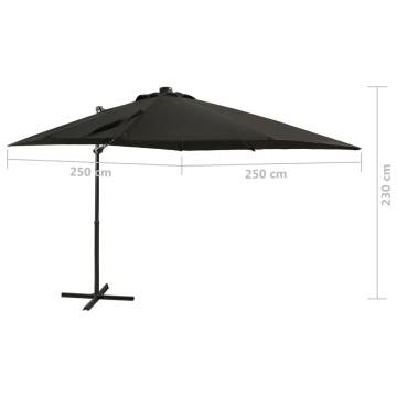 Cantilever Umbrella with LED Lights - 250 cm Black