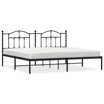 Elegant Metal Bed Frame with Headboard - Black 193x203 cm