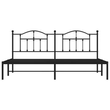 Elegant Metal Bed Frame with Headboard - Black 193x203 cm