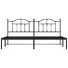 Elegant Metal Bed Frame with Headboard - Black 193x203 cm