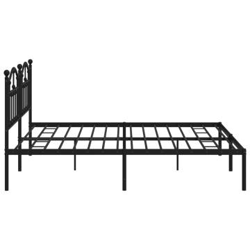 Elegant Metal Bed Frame with Headboard - Black 193x203 cm