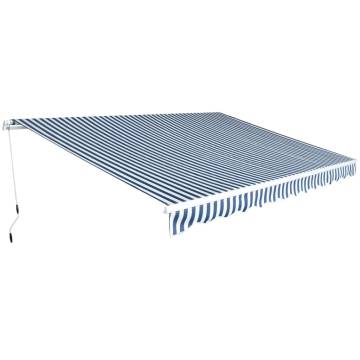 Folding Awning 450 cm Blue/White - Manual Operated | HipoMarket