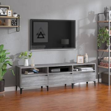 Stylish Grey Sonoma TV Cabinet - 150x30x44.5 cm