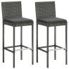 3 Piece Garden Bar Set with Cushions - Poly Rattan Grey