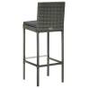 3 Piece Garden Bar Set with Cushions - Poly Rattan Grey