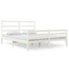 Solid Wood Pine Bed Frame 140x190 cm - Elegant White Design