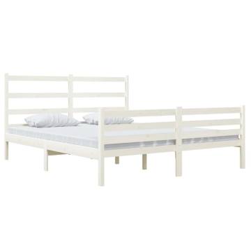 Solid Wood Pine Bed Frame 140x190 cm - Elegant White Design