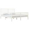 Solid Wood Pine Bed Frame 140x190 cm - Elegant White Design