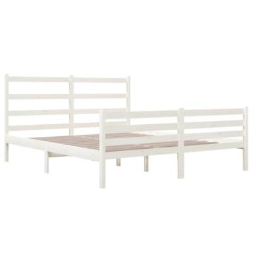 Solid Wood Pine Bed Frame 140x190 cm - Elegant White Design