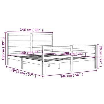 Solid Wood Pine Bed Frame 140x190 cm - Elegant White Design