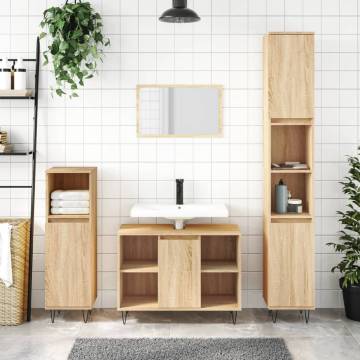 3 Piece Bathroom Furniture Set - Sonoma Oak - Stylish Storage