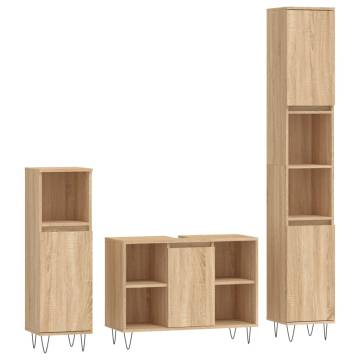 3 Piece Bathroom Furniture Set - Sonoma Oak - Stylish Storage