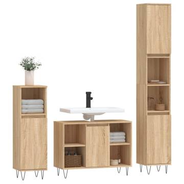 3 Piece Bathroom Furniture Set - Sonoma Oak - Stylish Storage