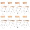 Folding Bistro Chairs - 8 pcs Solid Wood & Steel | HipoMarket