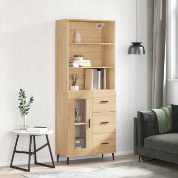 Stylish Highboard Sonoma Oak - 69.5x34x180 cm