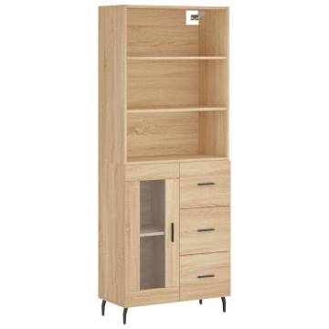 Stylish Highboard Sonoma Oak - 69.5x34x180 cm