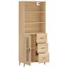 Stylish Highboard Sonoma Oak - 69.5x34x180 cm