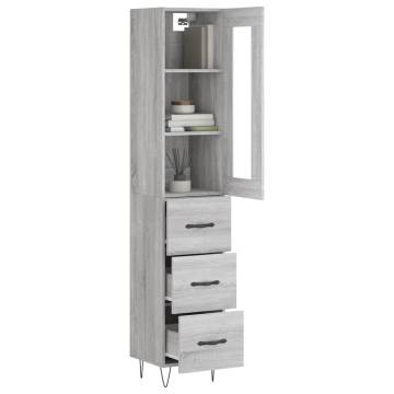 Elegant Highboard Grey Sonoma - 34.5x34x180 cm Engineered Wood