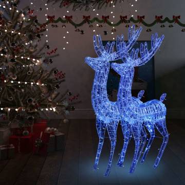 XXL Acrylic Christmas Reindeers - 250 LED Blue 2 pcs 180 cm