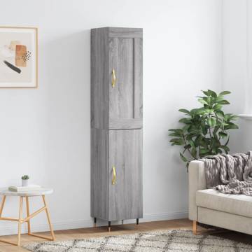 Stylish Highboard Grey Sonoma - 34.5x34x180 cm | Hipo Market