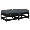 Garden Footstools with Cushions - 2pcs Solid Wood Black