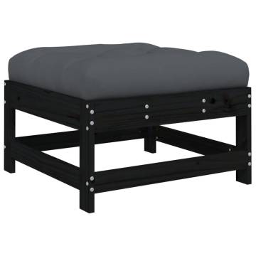 Garden Footstools with Cushions - 2pcs Solid Wood Black