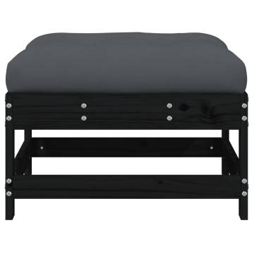 Garden Footstools with Cushions - 2pcs Solid Wood Black