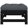 Garden Footstools with Cushions - 2pcs Solid Wood Black