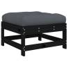 Garden Footstools with Cushions - 2pcs Solid Wood Black