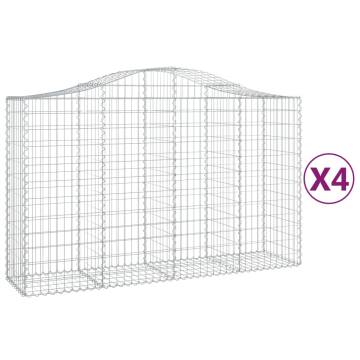 Arched Gabion Baskets - 4 pcs Galvanised Iron | Hipomarket