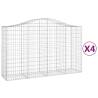 Arched Gabion Baskets - 4 pcs Galvanised Iron | Hipomarket