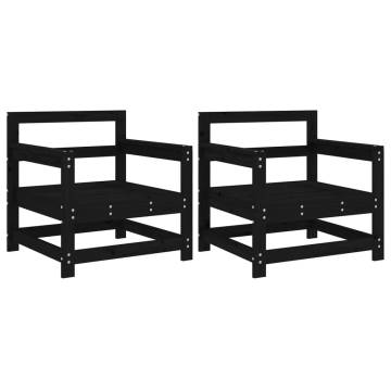 Garden Chairs 2 pcs Black Solid Wood Pine - Stylish Comfort