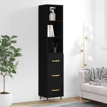 Stylish Highboard Black 34.5x34x180 cm - Hipomarket UK