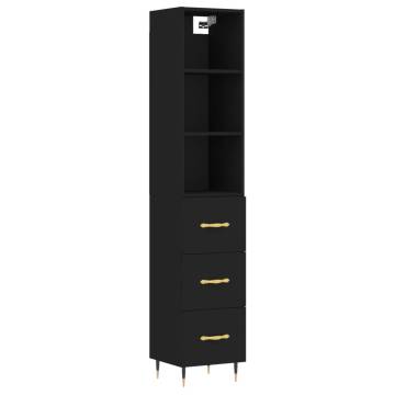 Stylish Highboard Black 34.5x34x180 cm - Hipomarket UK