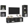 4 Piece Grey Engineered Wood TV Cabinet Set - Stylish & Practical