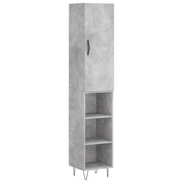 Stylish Highboard Concrete Grey - 34.5x34x180 cm