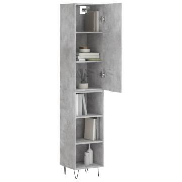 Stylish Highboard Concrete Grey - 34.5x34x180 cm