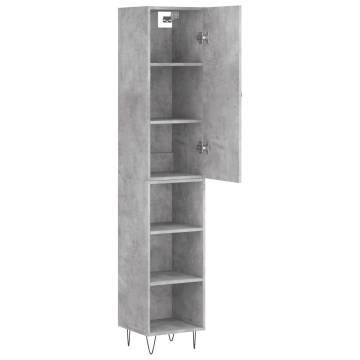 Stylish Highboard Concrete Grey - 34.5x34x180 cm