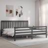 Bed Frame with Headboard Grey 200x200 cm Solid Wood Colour grey Size 200 x 200 cm 