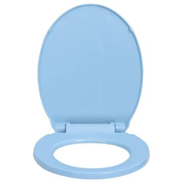 Soft-Close Blue Oval Toilet Seat - Durable & Stylish