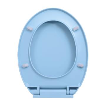 Soft-Close Blue Oval Toilet Seat - Durable & Stylish