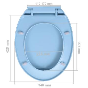 Soft-Close Blue Oval Toilet Seat - Durable & Stylish