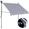 Manual Retractable Awning with LED 100 cm Blue and White Colour blue Quantity in Package 1 Width 100 cm 