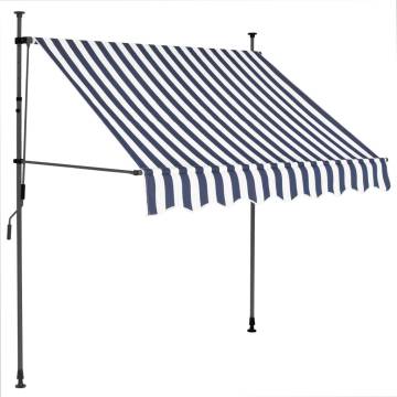 Manual Retractable Awning with LED - 100 cm Blue & White