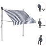 Manual Retractable Awning with LED - 100 cm Blue & White