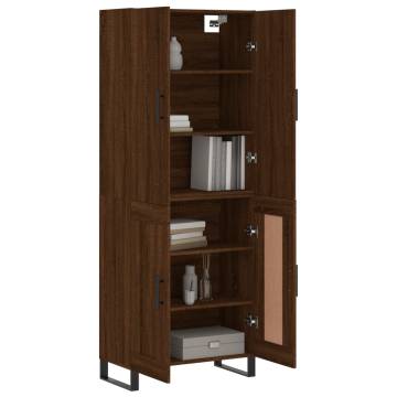 Elegant Highboard in Brown Oak - 69.5x34x180 cm | Hipomarket