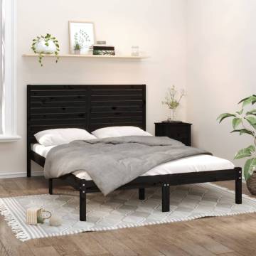 Black Solid Wood Bed Frame 140x200 cm - Stylish & Sturdy