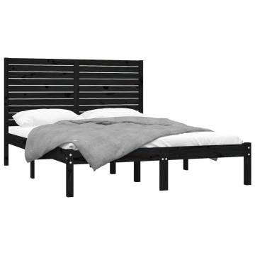 Black Solid Wood Bed Frame 140x200 cm - Stylish & Sturdy