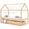 Kids Bed Frame with Drawers Solid Pine Wood 90x200 cm Colour brown Size 90 x 200 cm Model 2 drawers 