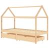 Kids Bed Frame with Drawers - Solid Pine Wood 90x200 cm